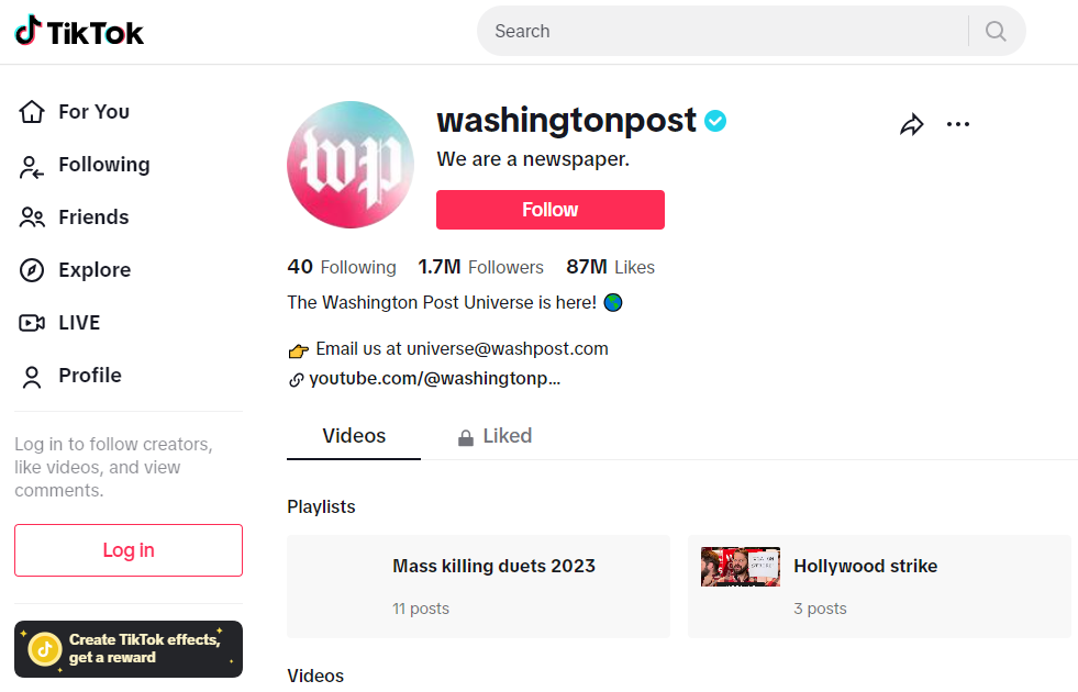 Washington Post TikTok