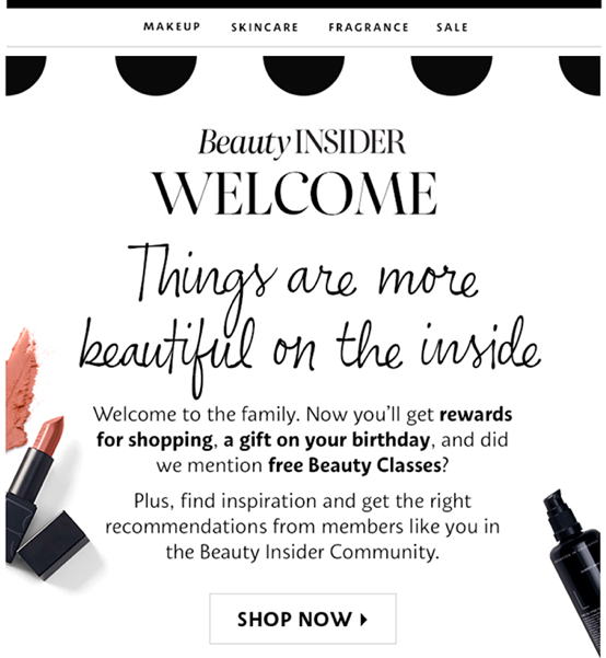Sephora welcome email