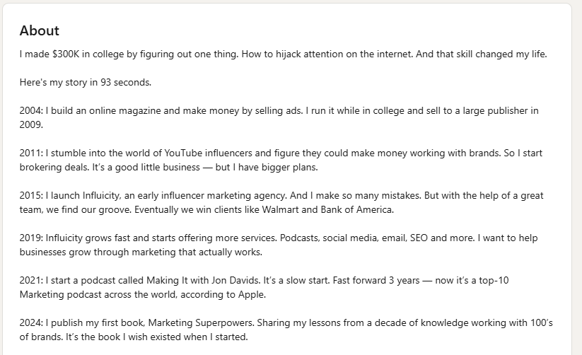 jon davids about LinkedIn