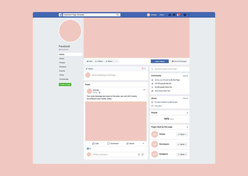 Facebook page template